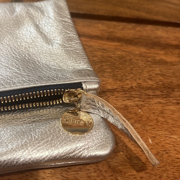 Clare V Silver and Navy Blue Fold Over Clutch - Picture 4 of 8